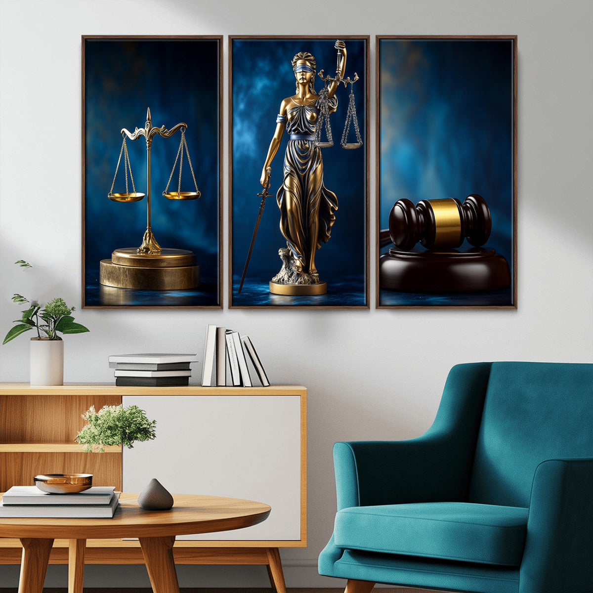 Lady Justice Wall Art Canvas Print – Elegant Gold Legal