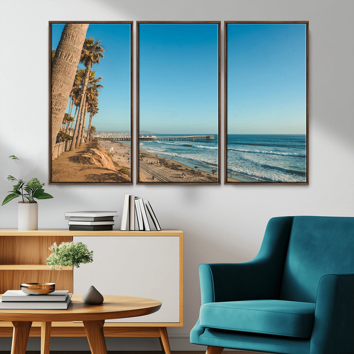 Scenic Beach Wall Art Canvas Print – Tall Palm Trees, Sandy