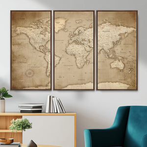 Colorful Watercolor World Map Canvas Wall Art – Framed