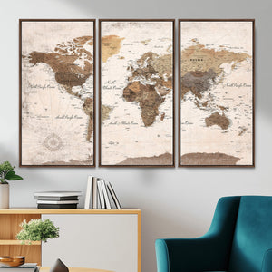 World Map Canvas Print – Framed Travel Map Wall Art for