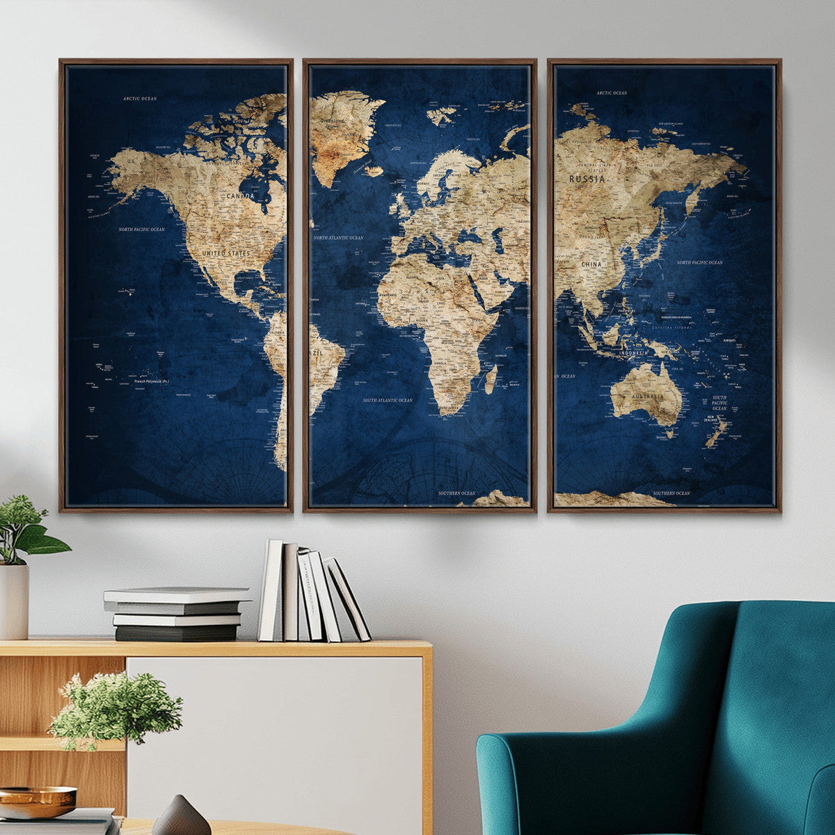 World Map Canvas Print – Framed Travel Map Wall Art for