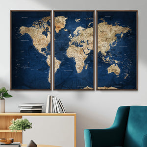 World Map Canvas Print – Framed Travel Map Wall Art for