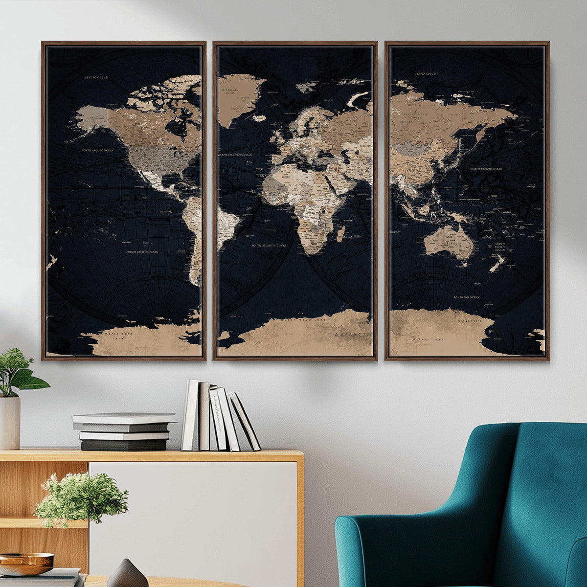 Grunge Wall Art World Map Canvas Print