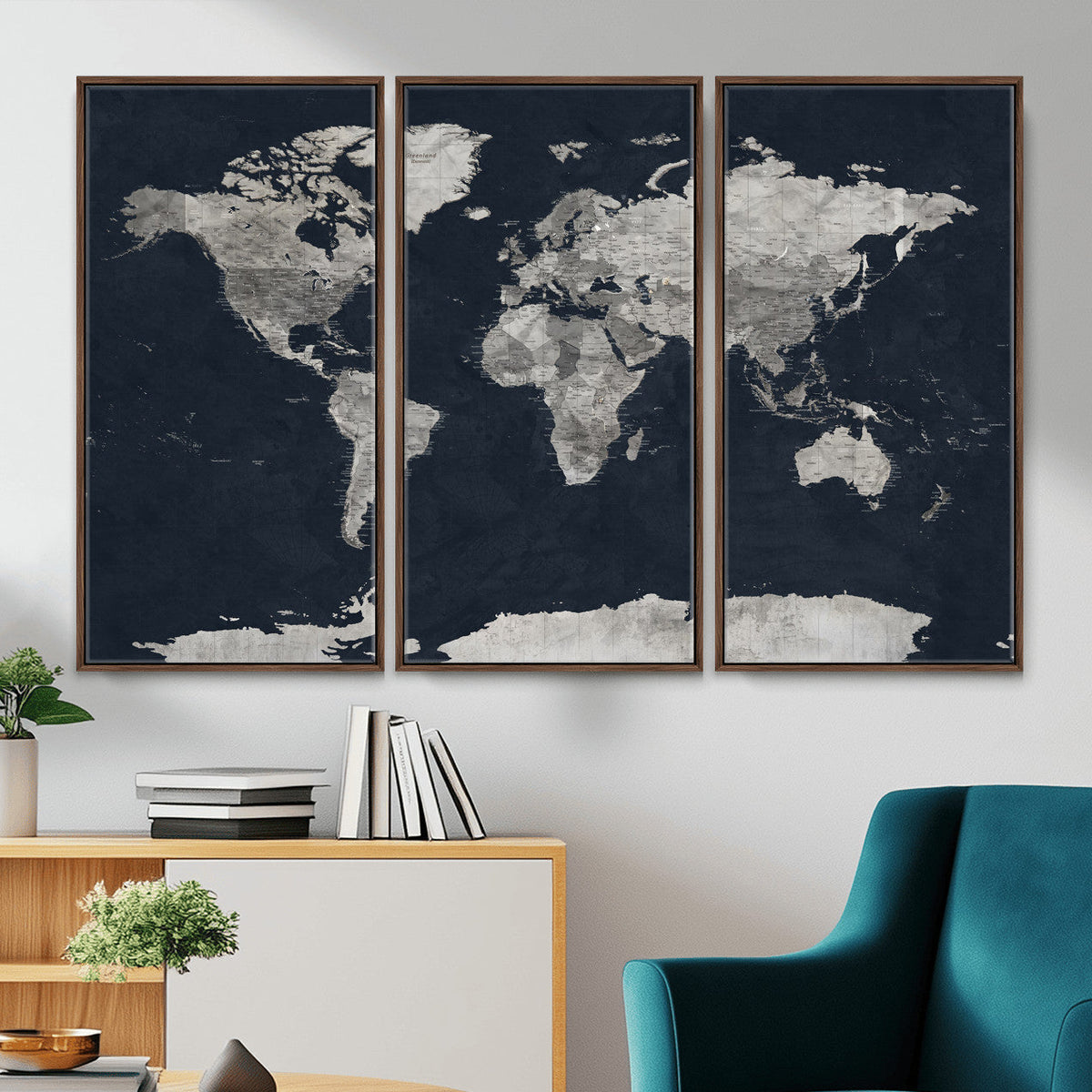Colorful Watercolor World Map Canvas Print – Vibrant Framed