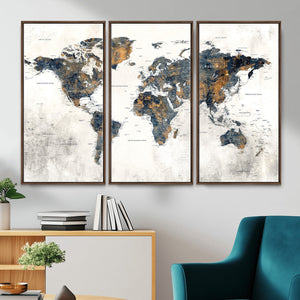 World Map Wall Art Canvas Print for Office Wall Decor