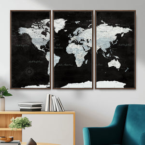 World Map Canvas Print – Framed Push Pin Wall Art, Color
