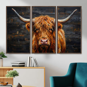 Highland Cow Wall Art Canvas Print, Rustic Farm Animal