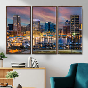 Baltimore Skyline Wall Art Canvas Print, Baltimore Downtown