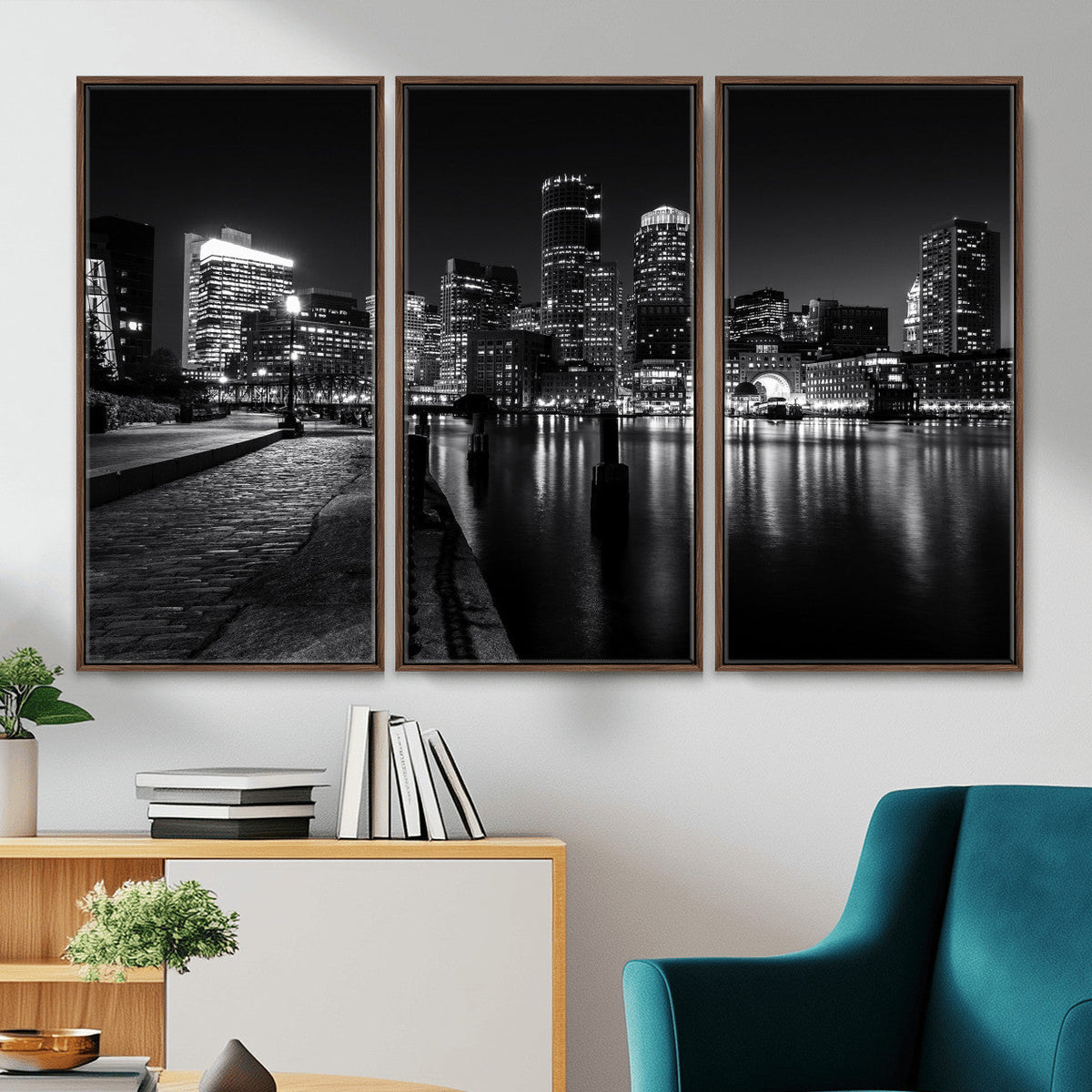Boston Wall Art Canvas Print, Boston City Downtown Night