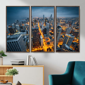 Chicago Wall Art Canvas Print - Chicago City Downtown Night