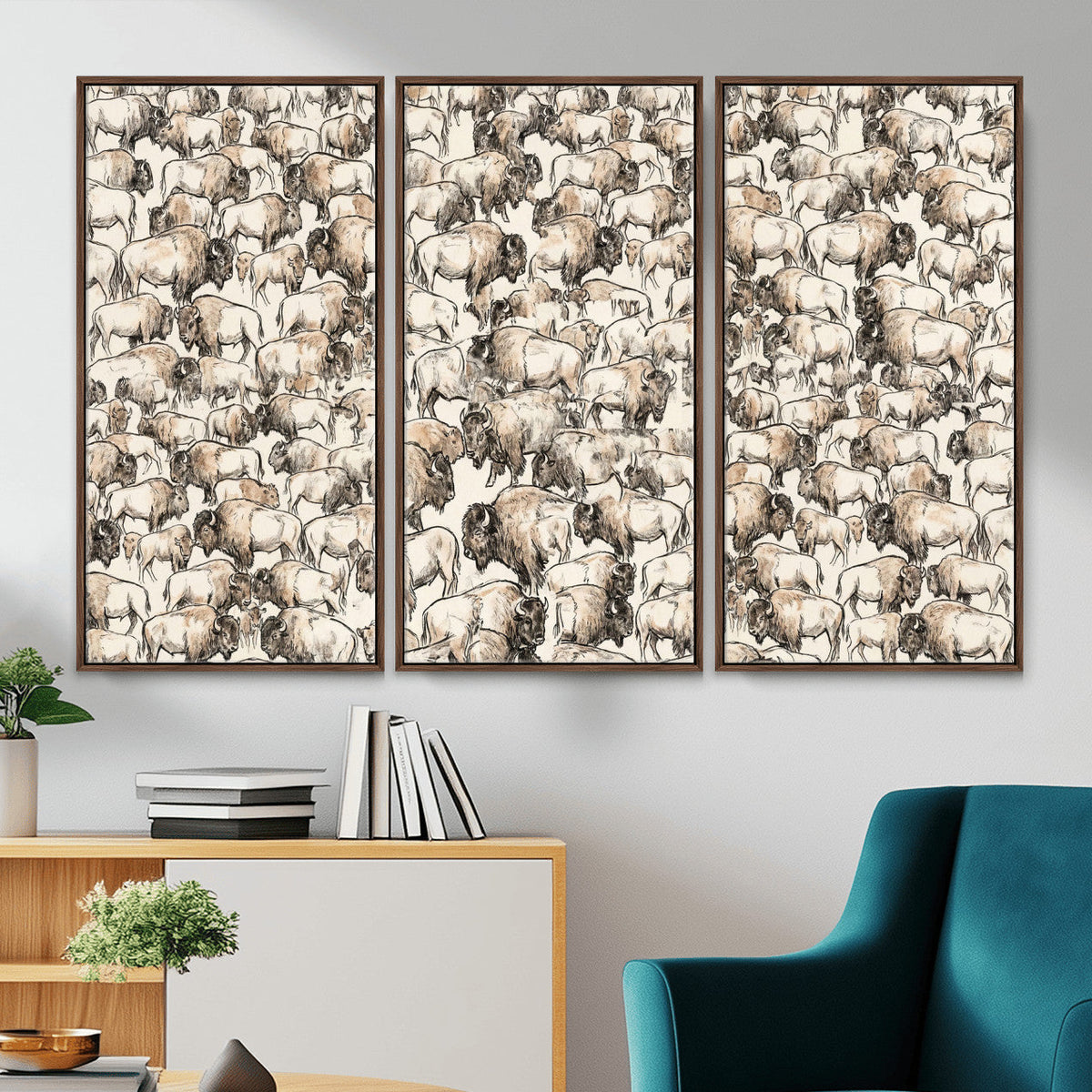 American Bison Canvas Print - Abstract Buffalo Wall Art