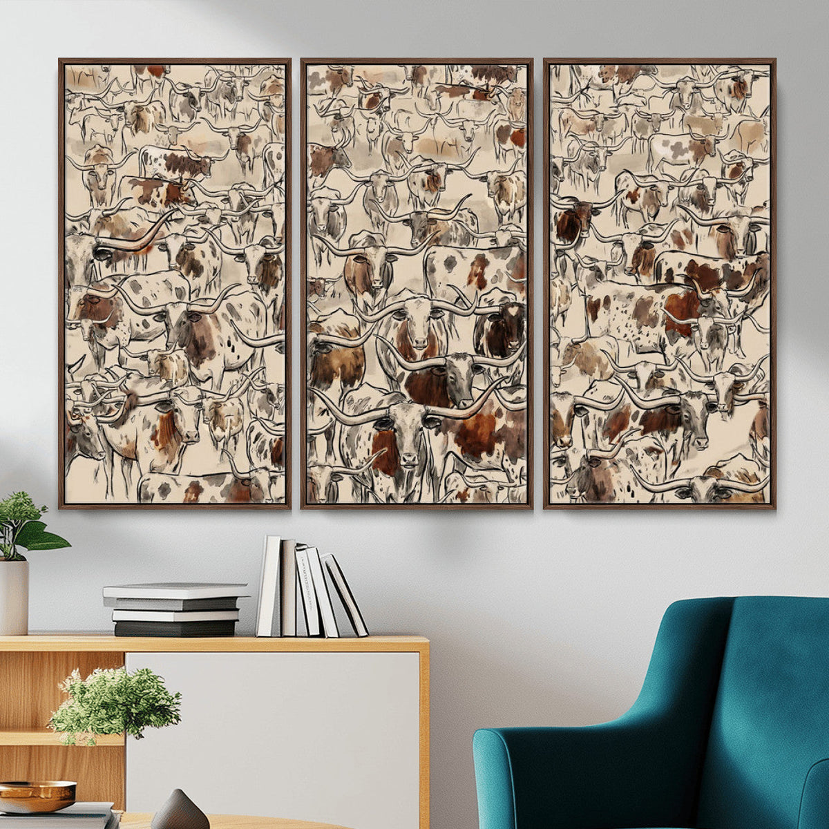 Abstract Longhorn Wall Art Canvas Print - Farm Animal
