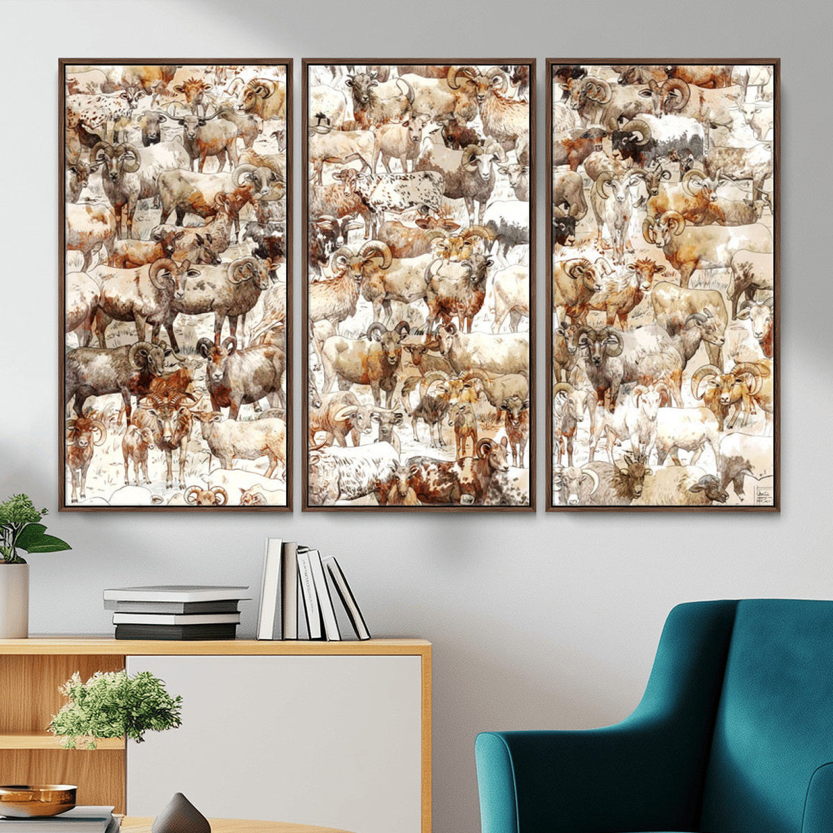 Farmhouse Bighorn Sheep Wall Art Canvas Print - Abstract