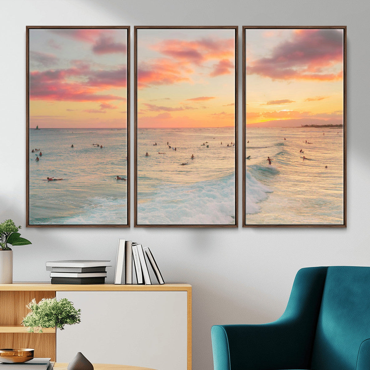 Sunset Beach Wall Art Canvas Print – Soft Coastal