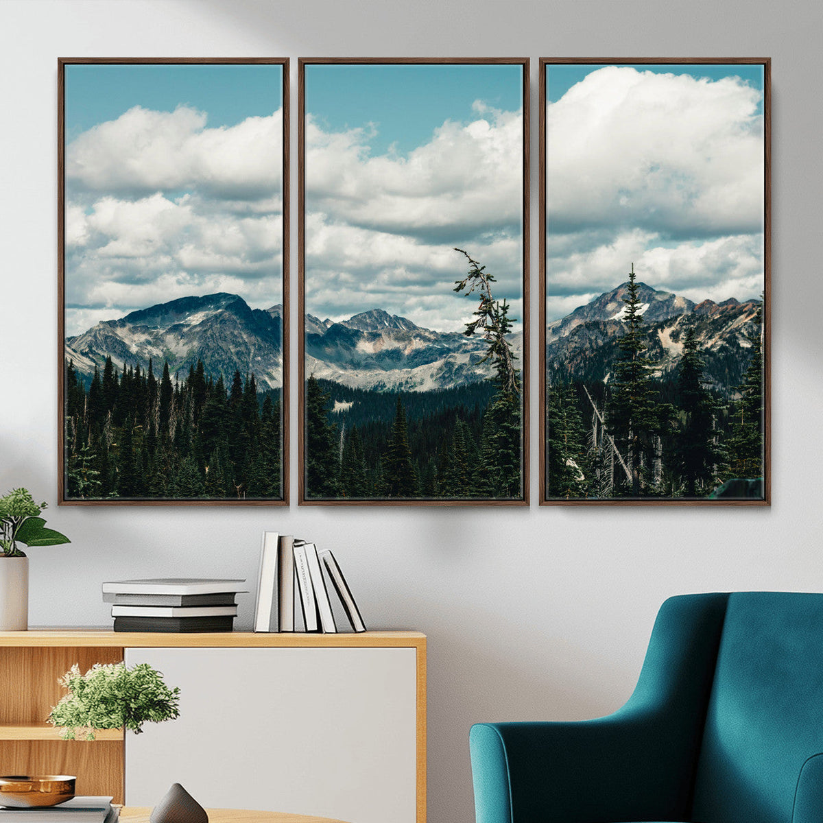 Mountain Forest Wall Art Canvas Print, Alpine Pine Tree
