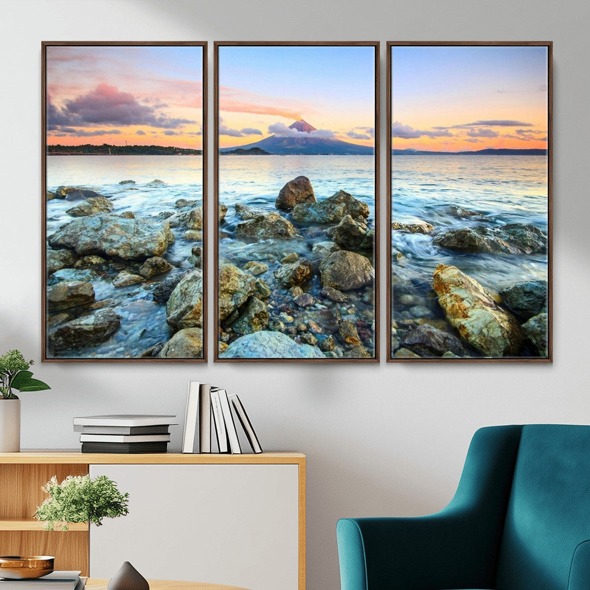 Mayon Volcano Seascape Wall Art Canvas Print, Tropical Ocean