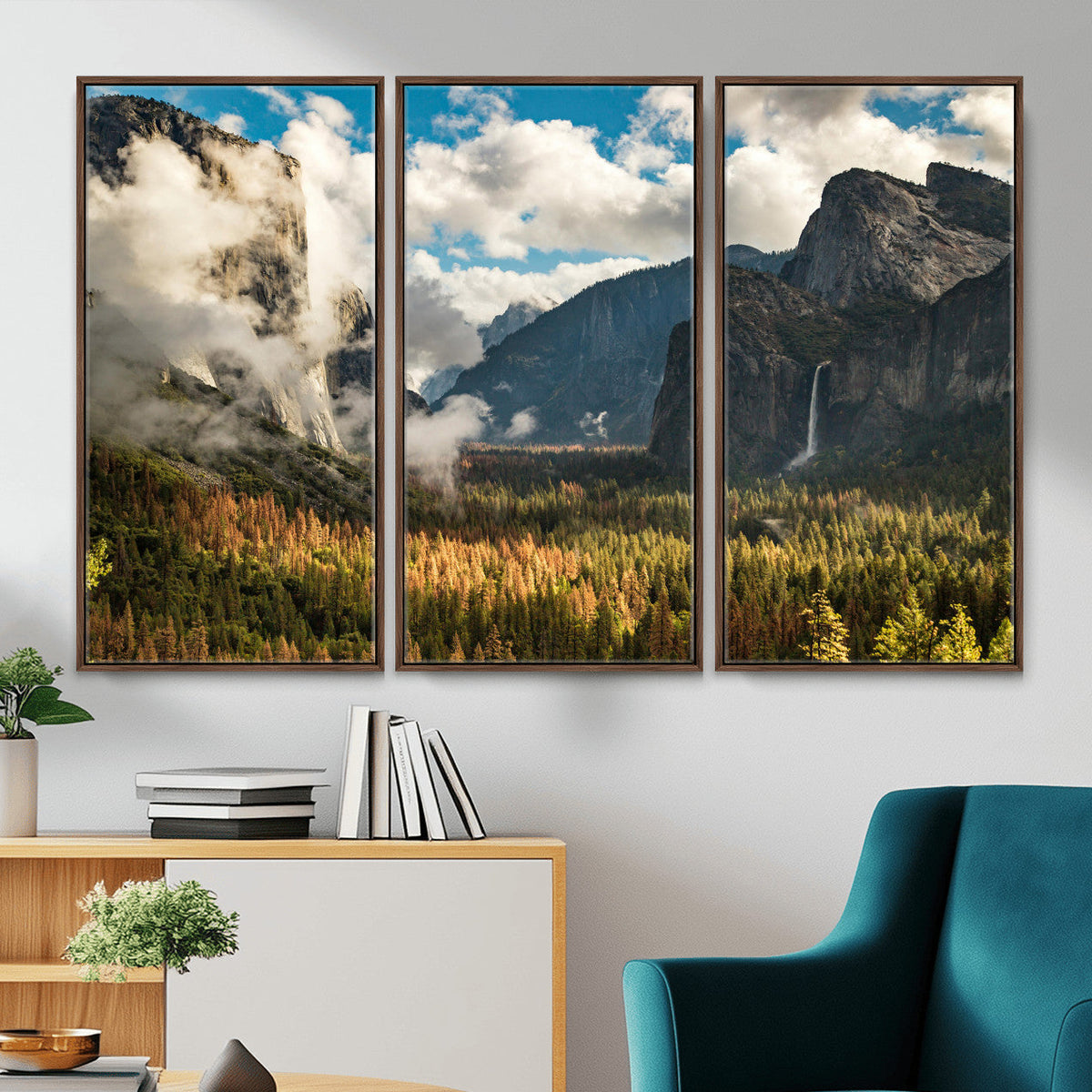 Yosemite Valley River Wall Art Canvas Print