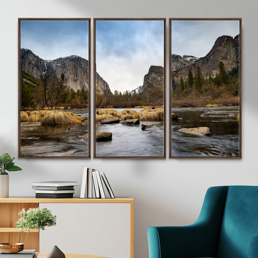 Yosemite Valley Mountain Landscape Wall Art Canvas Print,