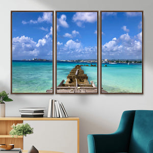 Caribbean Ocean Pier Seascape Wall Art Canvas Print,