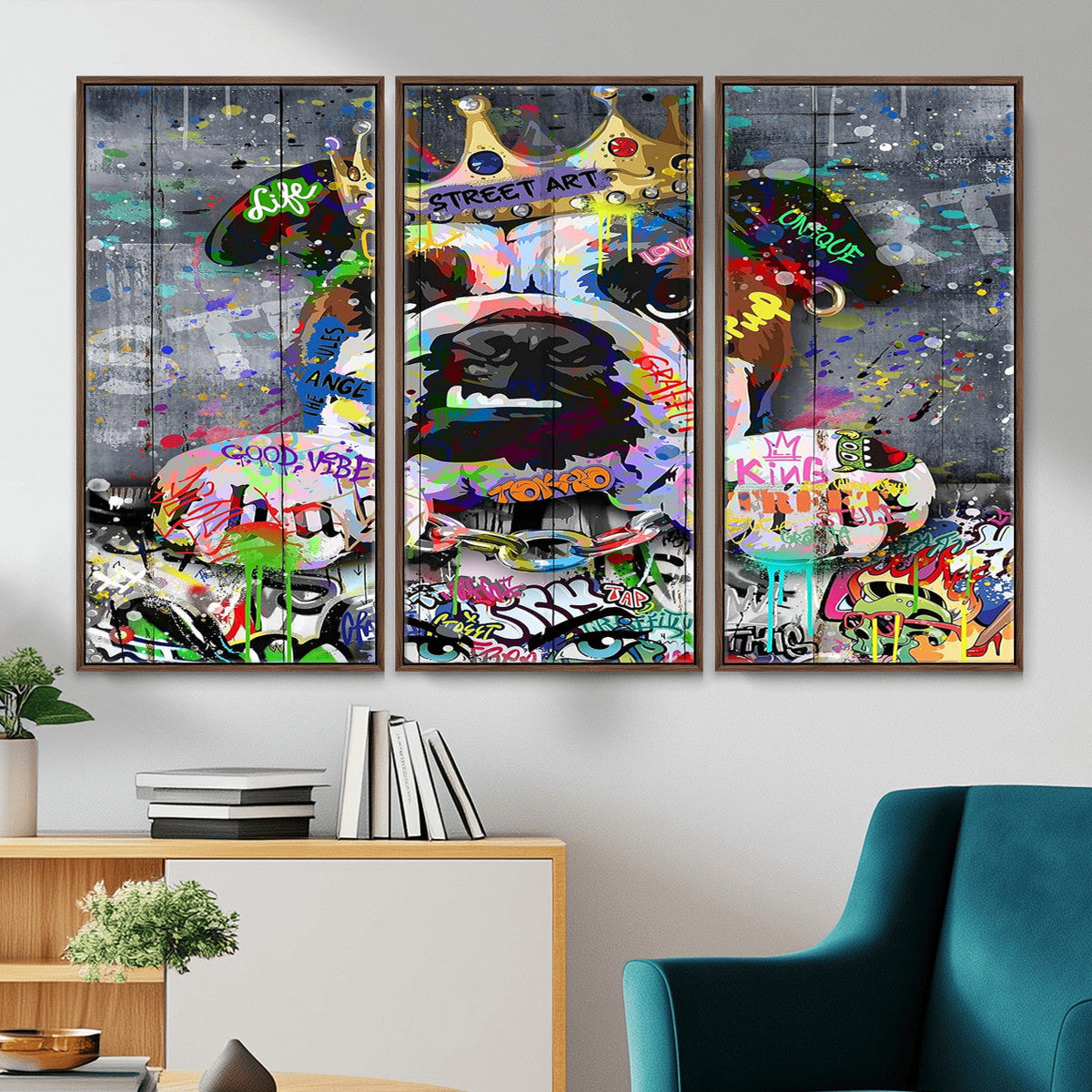 Graffiti Dog Wall Art Decor for Teen Bedroom - Abstract