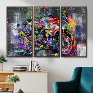 Graffiti Motorcycle Wall Art Canvas Print, Urban Street Art