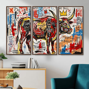 Texas Bull Wall Art Canvas Print, Abstract Graffiti Bull