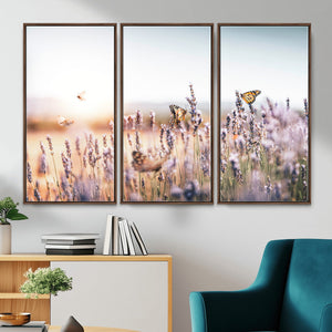 Lavender Field Wall Art Canvas Print, Butterfly Floral