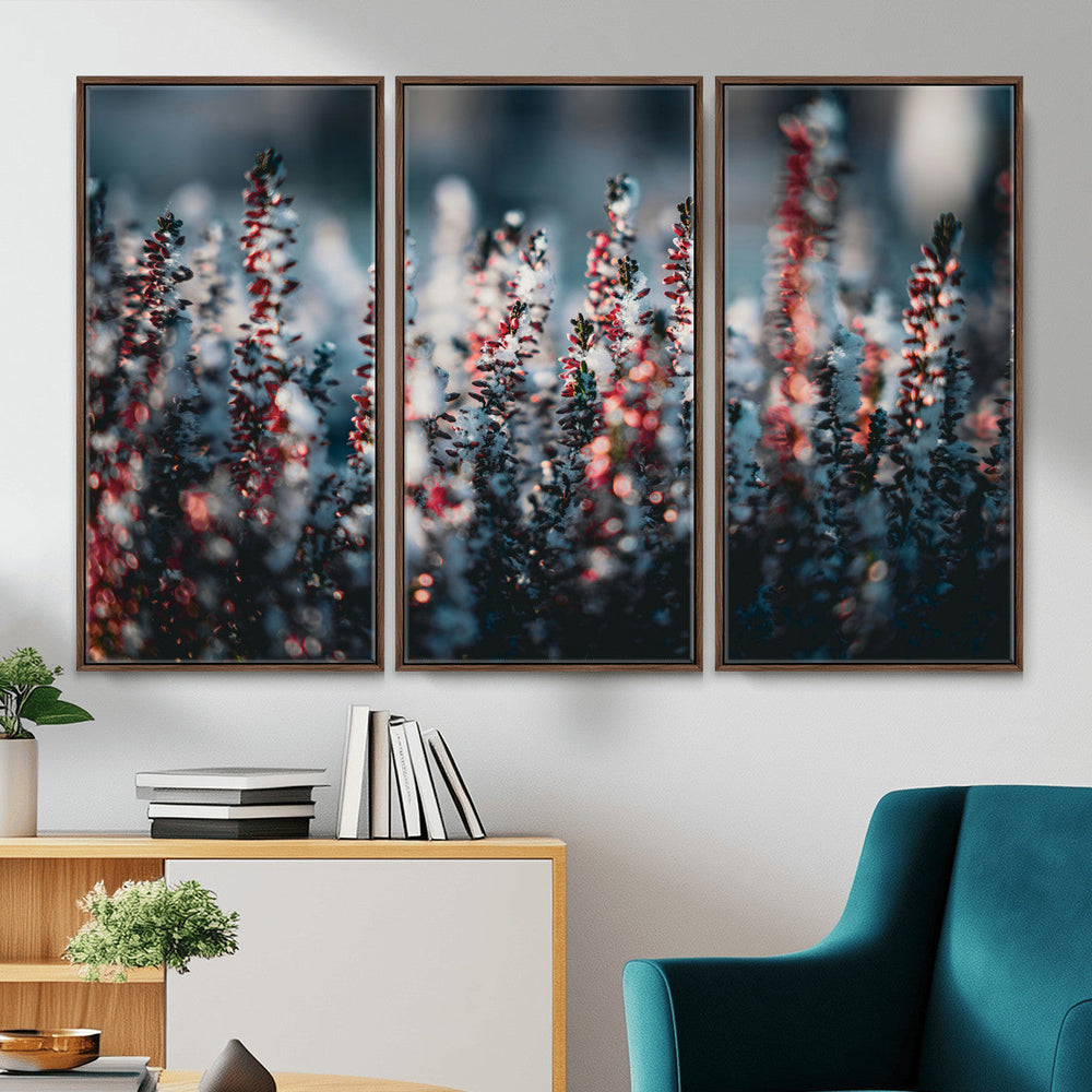 Winter Heather Wall Art Canvas Print, Frosted Floral Nature
