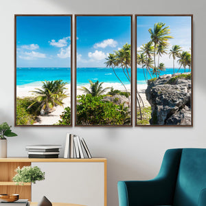 Tropical Beach Wall Art Canvas Print, Palm Tree Ocean