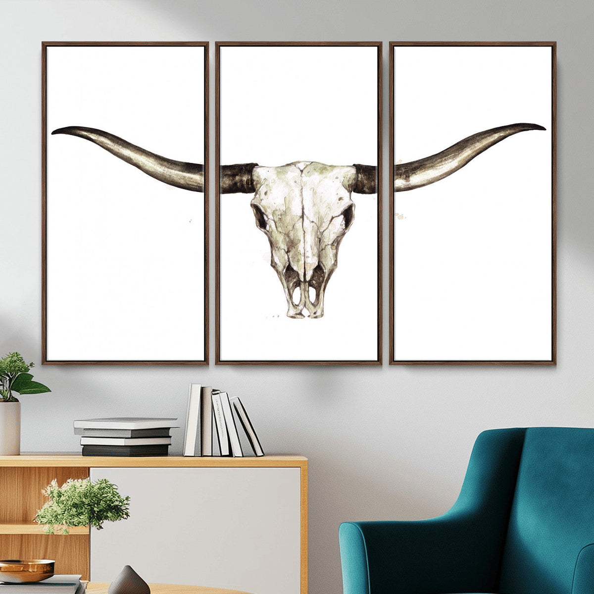 Longhorn Skull Wall Art Canvas Print – Rustic Western