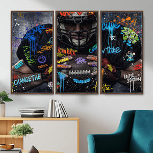Graffiti American Football Player Street Art Wall Art Canvas