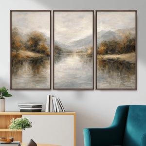 Neutral Abstract River Landscape Wall Art Canvas Print