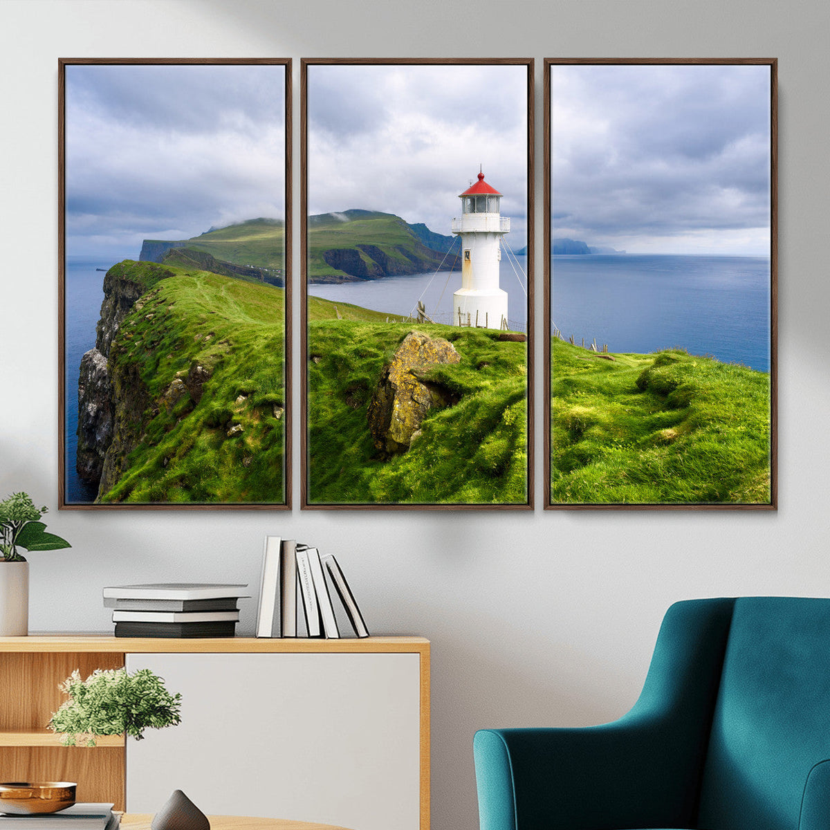 Cliffside Lighthouse Wall Art Canvas Print – Coastal