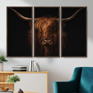 Highland Cow Wall Art Canvas Print – Moody Dark Rustic