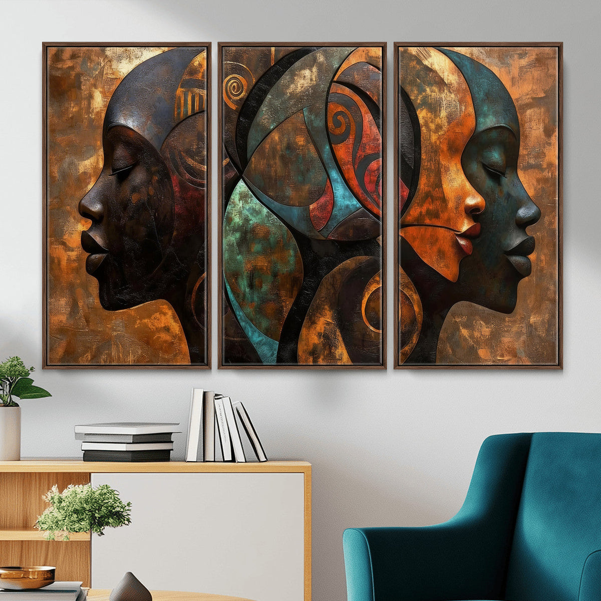 Abstract Afro American Women Wall Art Canvas Print