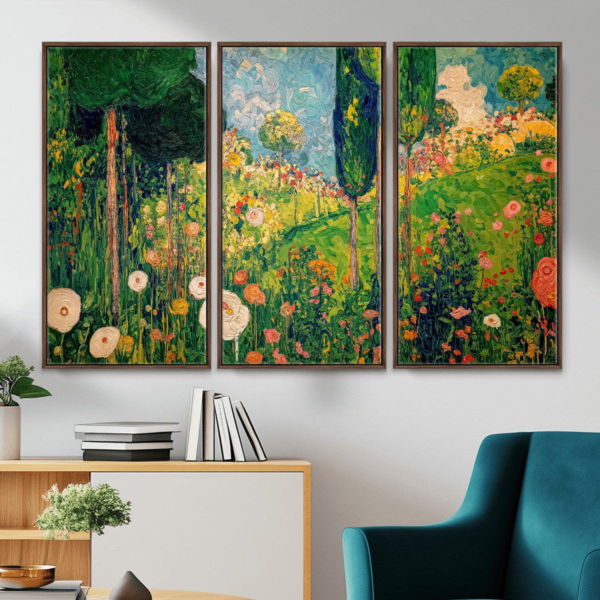 Gustav Klimt Boho Mountain Landscape Large Wall Art,