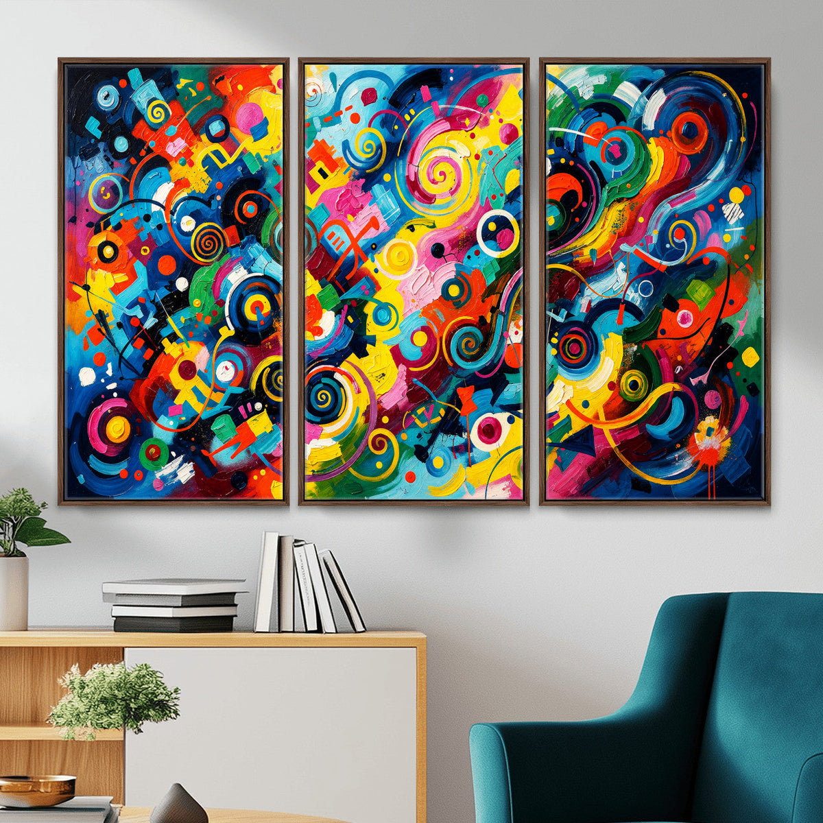 Geometric Abstract Wall Art Canvas Print, Bold Color