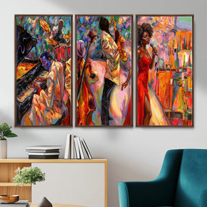 African American Jazz Singer Canvas Art — Red Dress Black