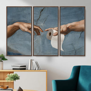 Funny Bathroom Canvas Wall Art, Michelangelo Creation of