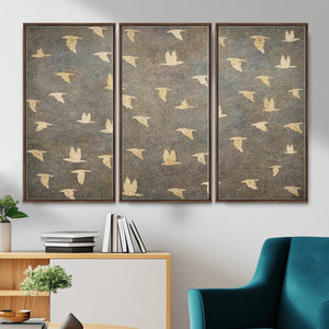 Flying Birds Canvas Wall Art, Vintage Bird Flock Pattern