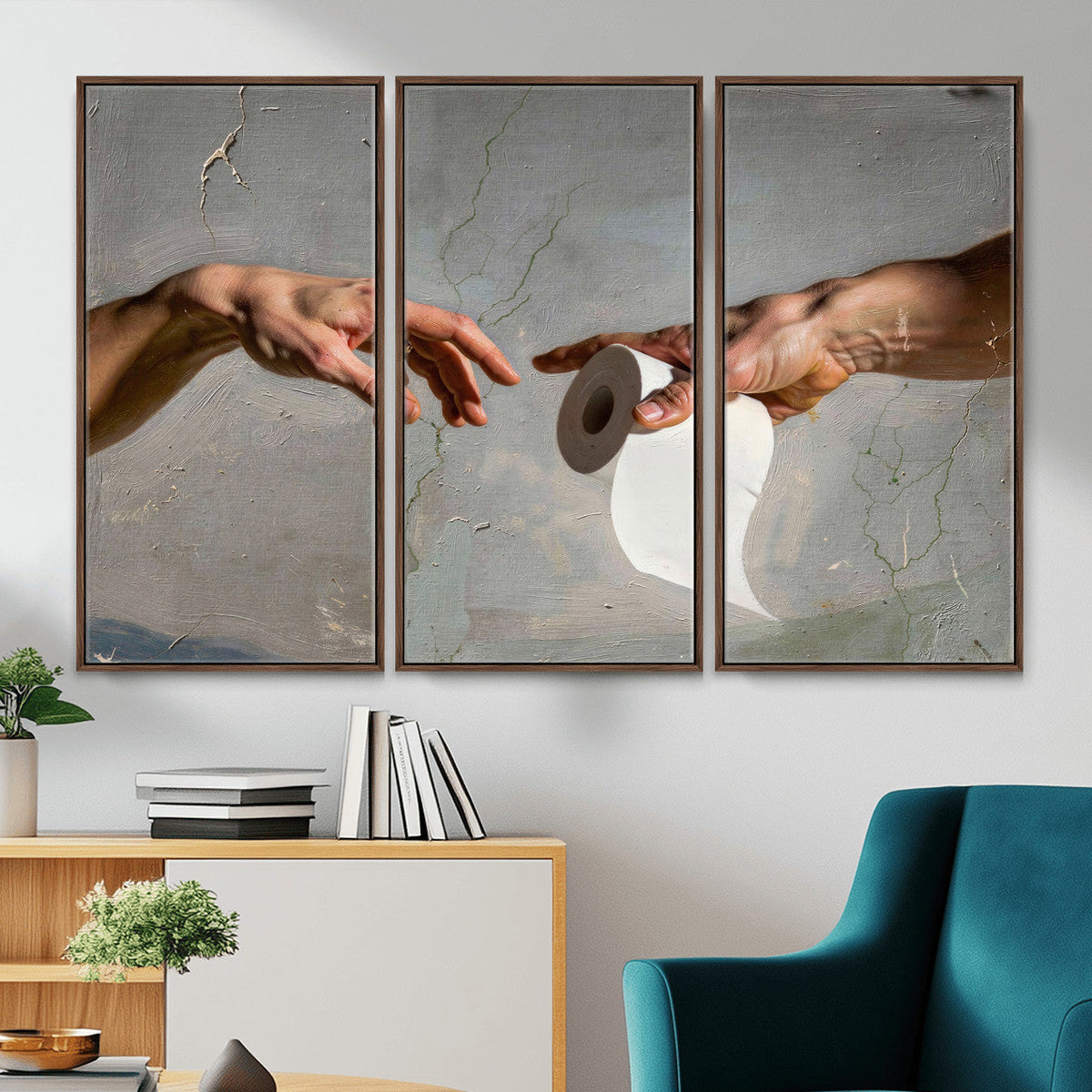 Funny Bathroom Wall Art Canvas, Creation of Toilet Paper