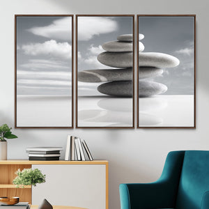 Zen Stone Wall Art Canvas Print, Balanced Rock Stack Framed