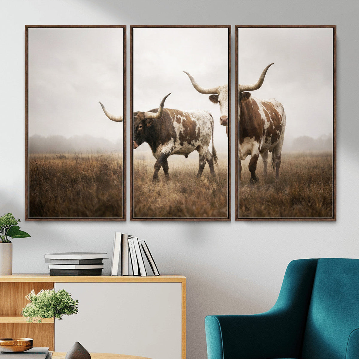Texas Longhorn Canvas Wall Art Western Bull Desert Moody