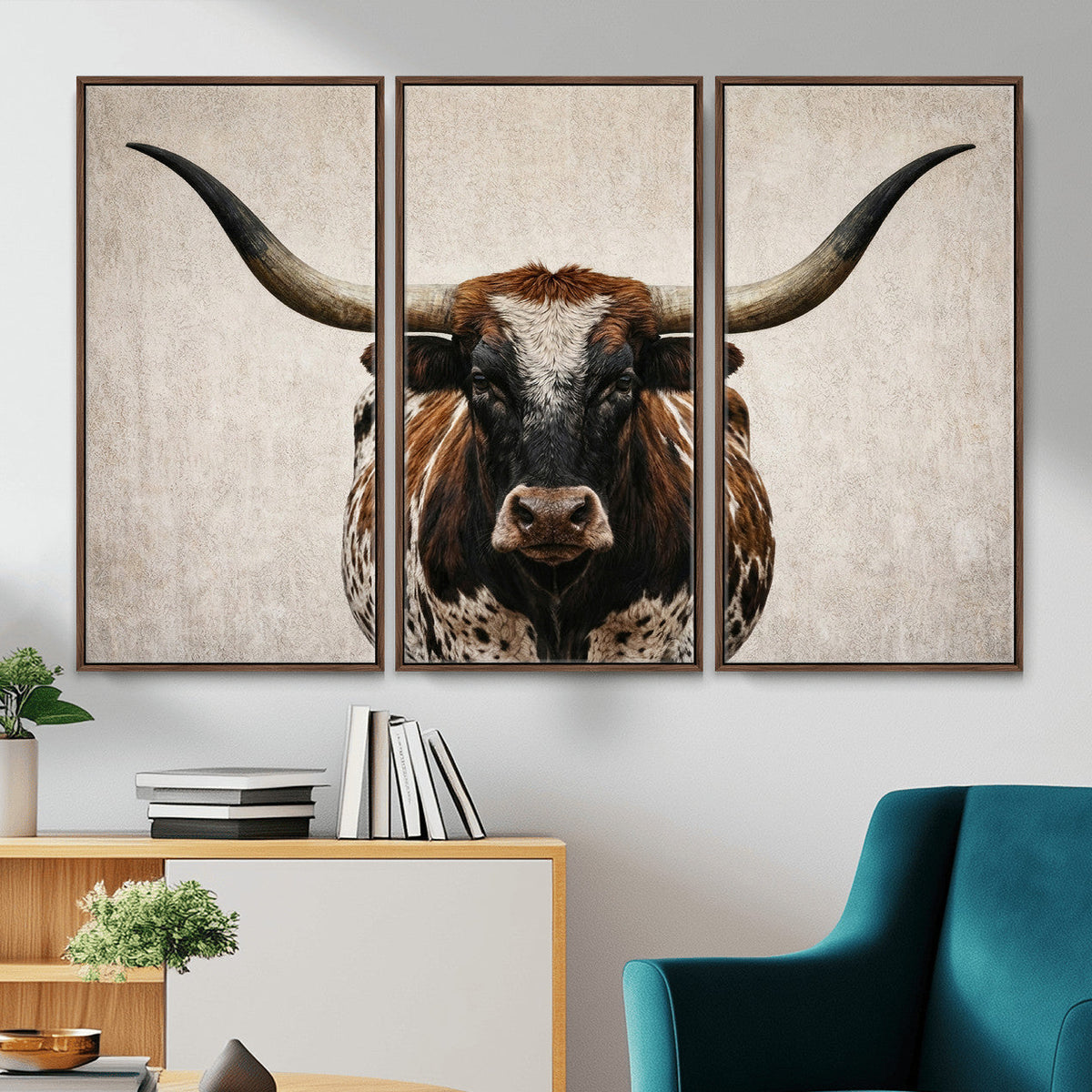 Texas Longhorn Canvas Wall Art Western Bull Desert Moody