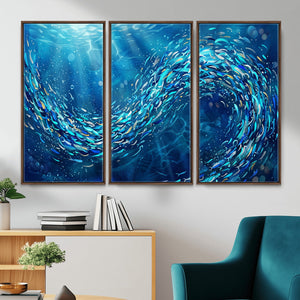School of Fish Canvas Print | Blue Ocean Underwater Wall Art