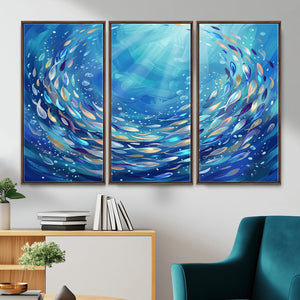 School of Fish Canvas Print | Blue Ocean Underwater Wall Art