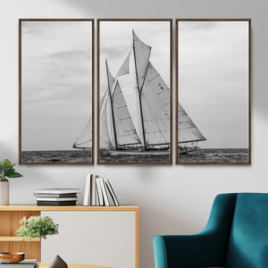 Vintage Sailboat Wall Art Canvas Print, Black and White