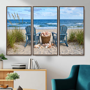 Large Beach Canvas Wall Art Coastal Adirondack Chairs Ocean