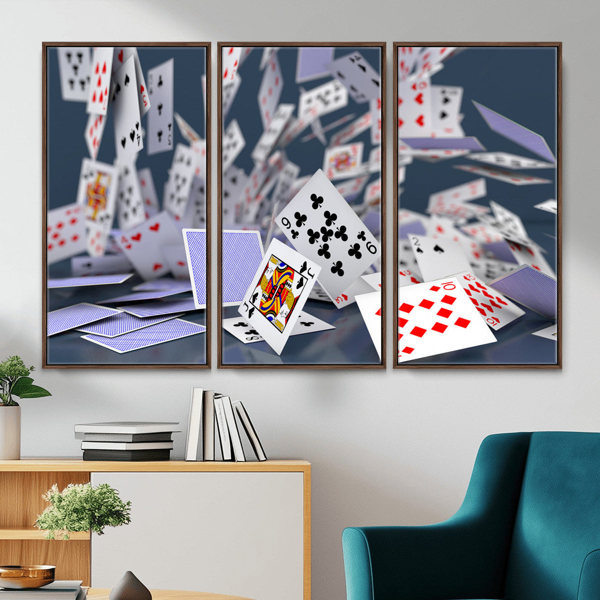 Playing Cards Canvas Wall Art | Casino Game Room Decor,