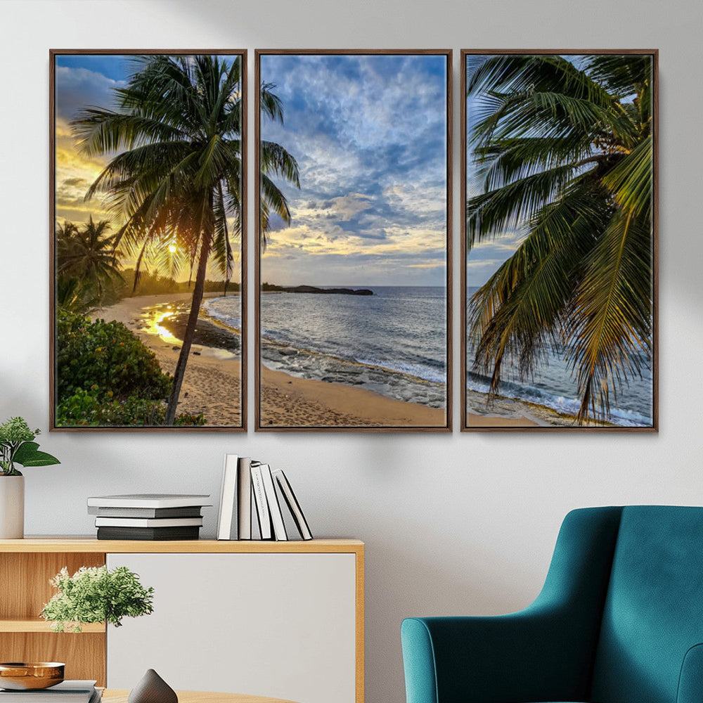 Mar Chiquita Beach Puerto Rico Canvas Wall Art, Manati Caribbean Coastal Photography Print, Tropical Ocean Sunset Decor